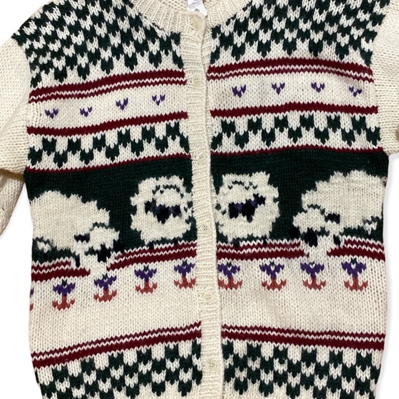 Vintage Woolrich 100% Wool Fairisle  Sheep Cardigan Sweater - Picture 4 of 7